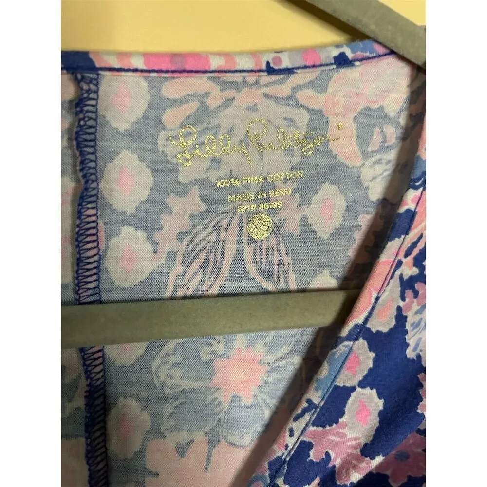 Lilly Pulitzer XS Marlowe Floral T-Shirt Dress Multicolor 3/4 Sleeve - Picture 2 of 3